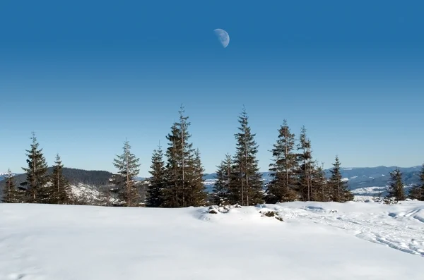 Moon scene in mountains