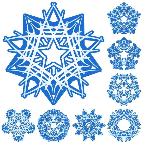 Set of five-rays crystal gradient snowfl