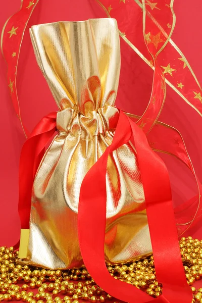Gift bag on the red background