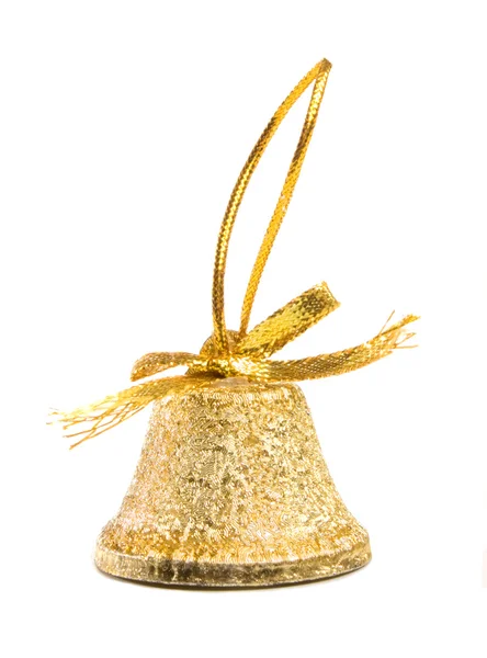 Gold bell Christmas isolated on white ba