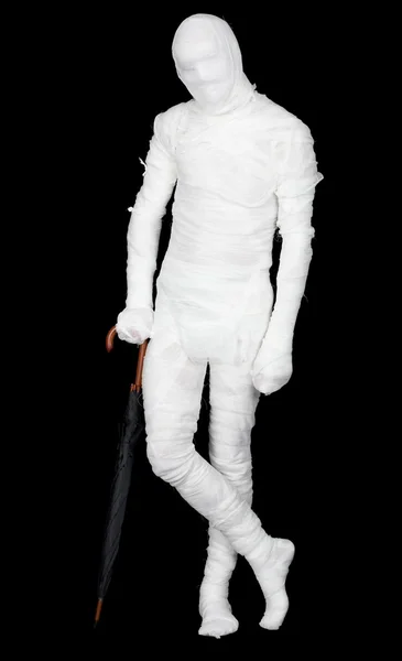 Man in costume mummy and umbrella — Stock Photo #1801428