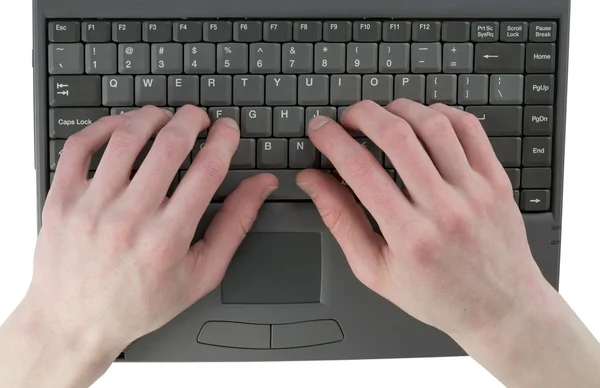 Male hand on keyboard