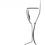 Terrain de fleurs roses vectorielles grillage verres à vin silhouettes