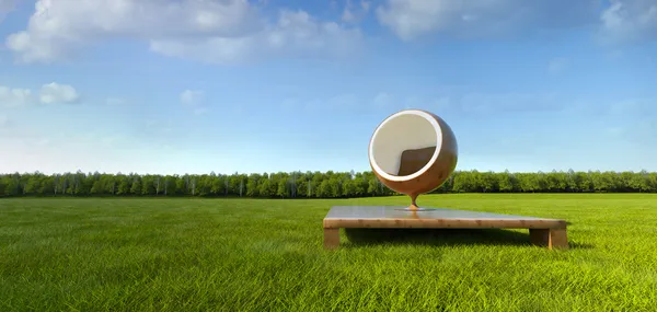 Meditation ball chair at grass field