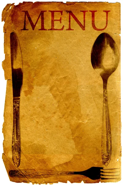 Vintage menu with spoon, fork and knife