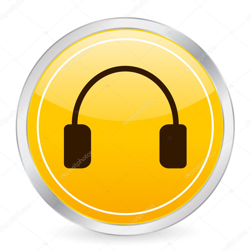 Headphone yellow circle icon — Stock Vector © julydfg 2055213