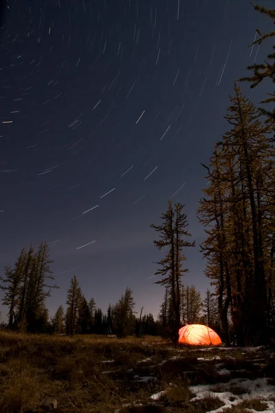 Camping under stars