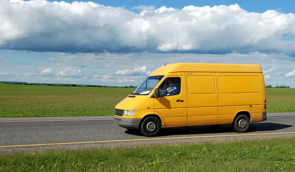 Yellow delivery truck