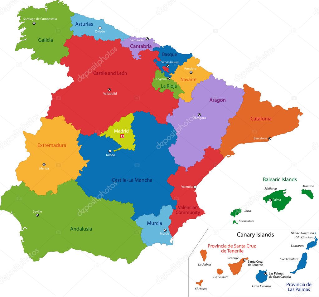 Espanha Regiões Mapa