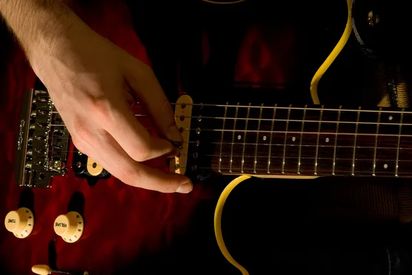 Closeup of Hands Playing Electric Guitar — Stock Photo #2189427