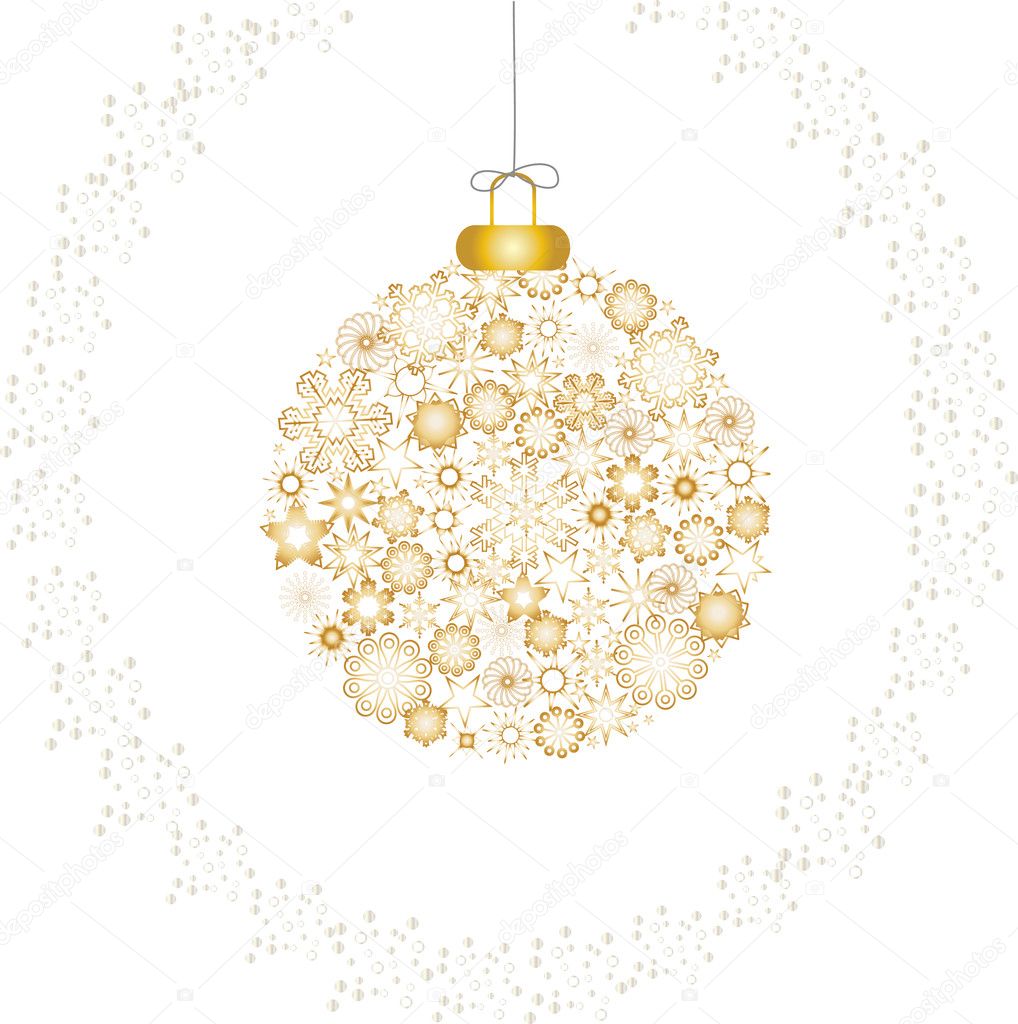 Christmas snowflakes white gold - Stock Illustration