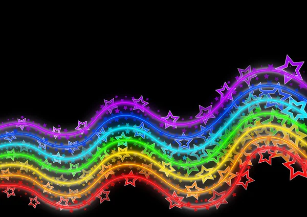 Rainbow Disco neon star lines