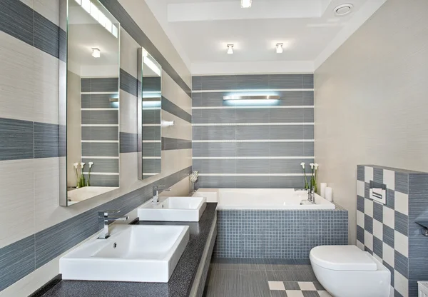 Modern bathroom in blue and gray