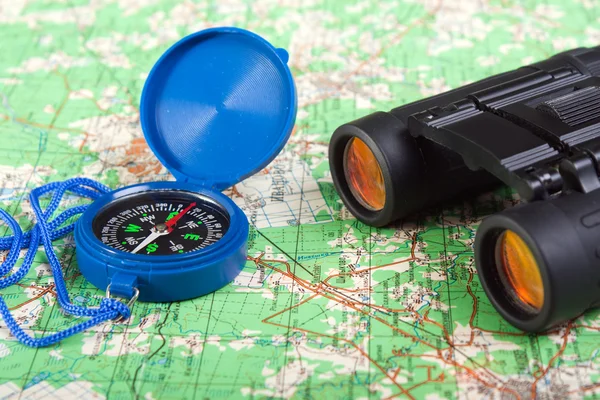 Compass and binoculars