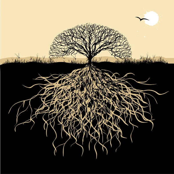 oak tree silhouette clip art. Tree+silhouette+roots Oak