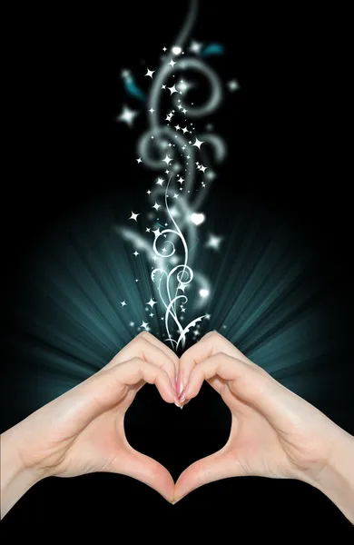 Love magic, hands of heart shape