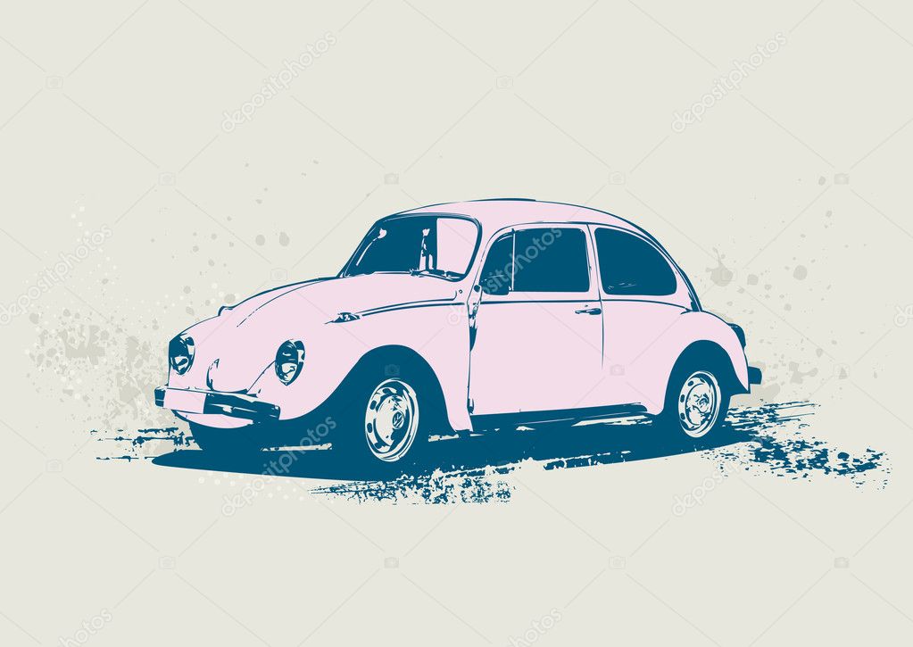 illustration of old custom Volkswagen Beetle