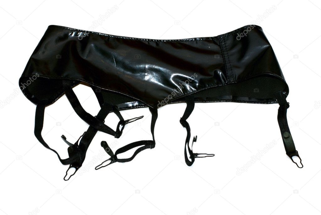 Black Leather garter belt isolated on white background