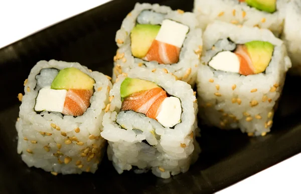 California rolls on a plate