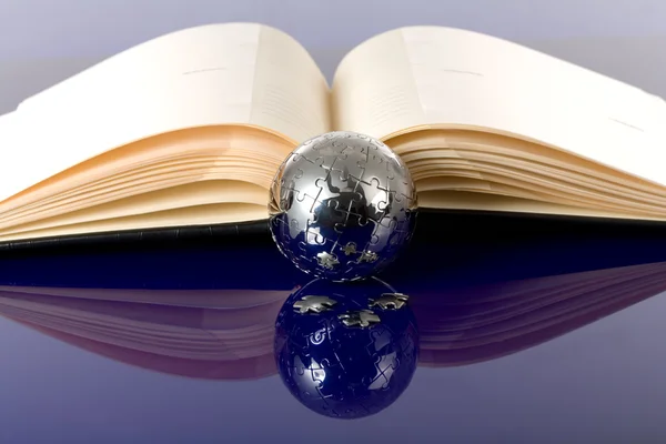 Globe puzzle with book