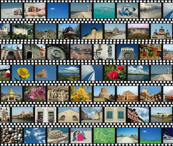 Background with travel filmstrips