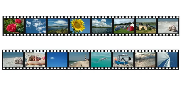 Set of filmstrips with travel photos