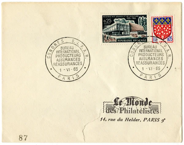 Used envelope with postage stamps