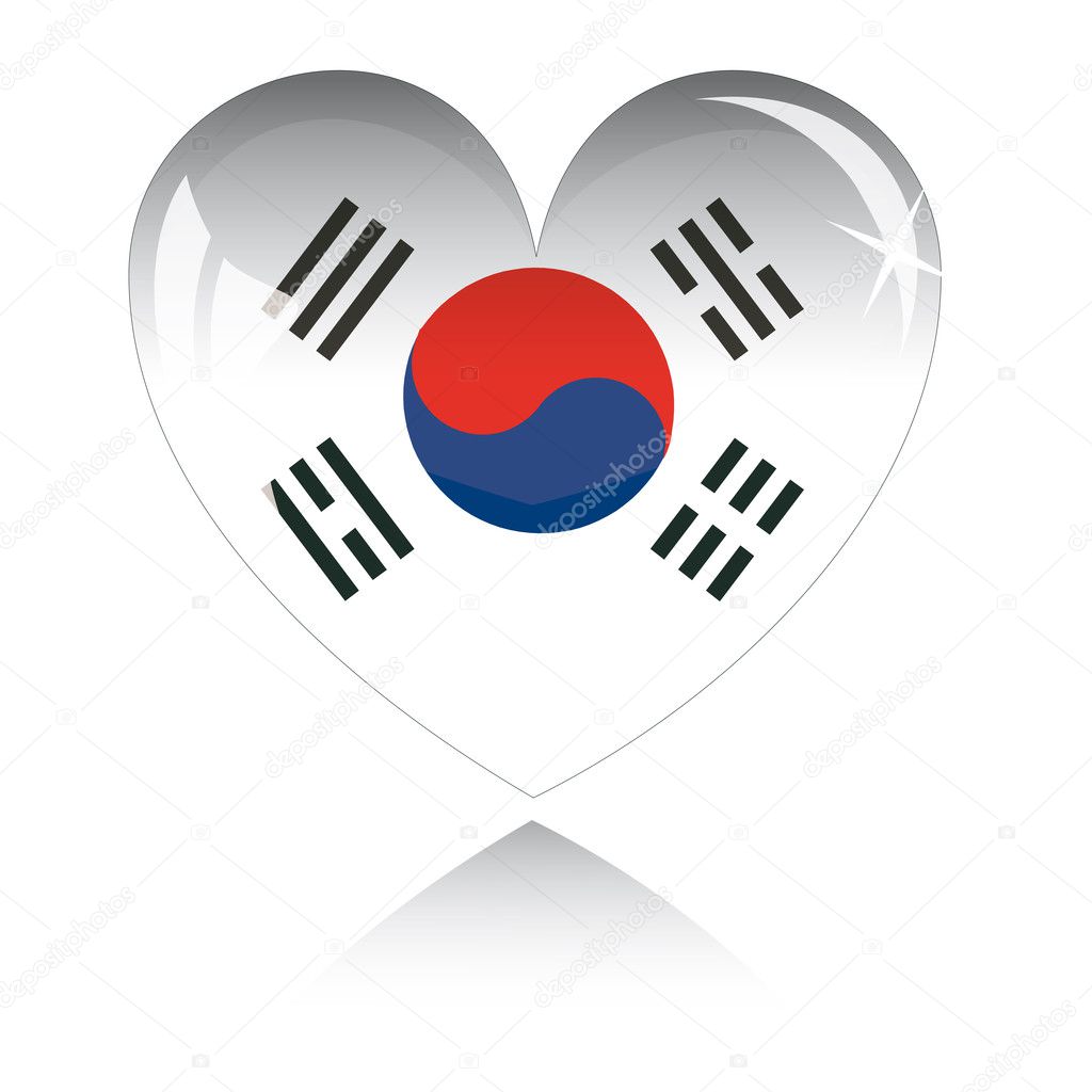 Vector heart with Korea flag — Stock Vector © SolanD 2006771