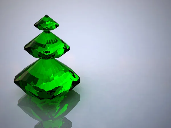 Diamond and emerald on a white backgroun