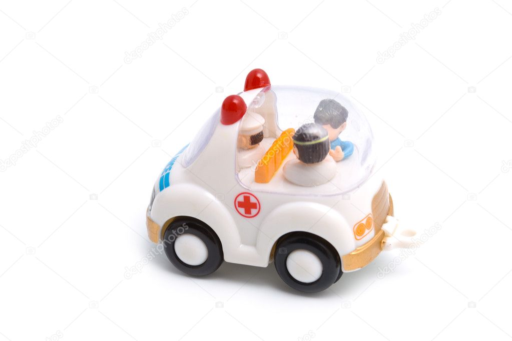 Toy ambulance car on a white background