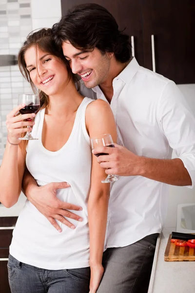 Couple ready to drink their wine