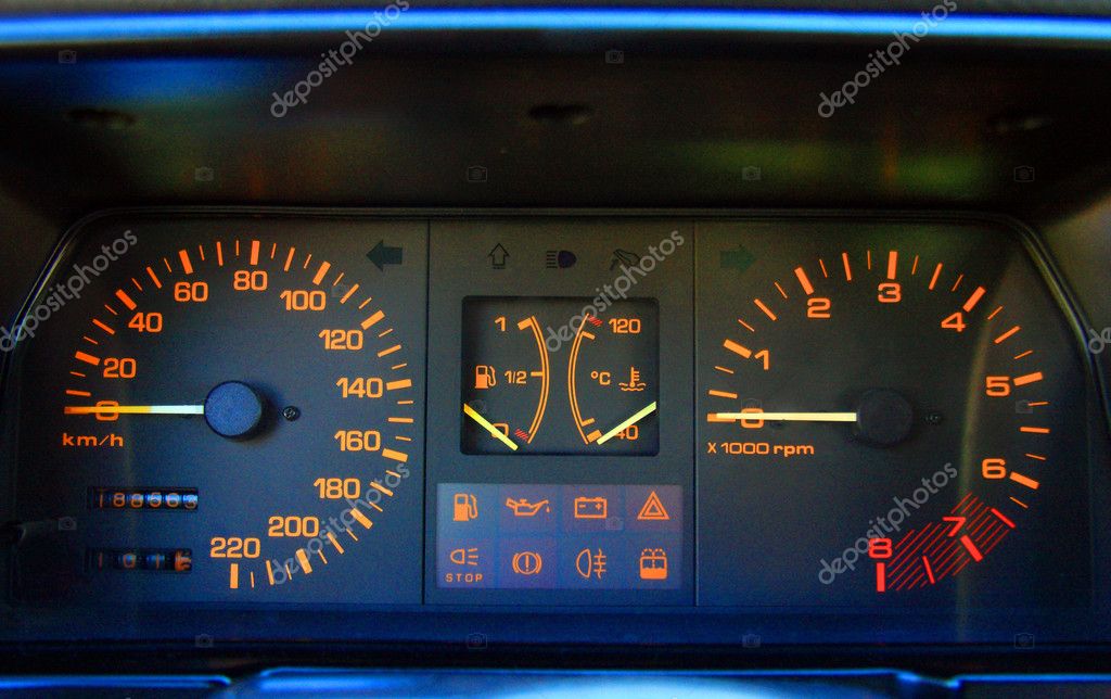 Car dashboard closeup