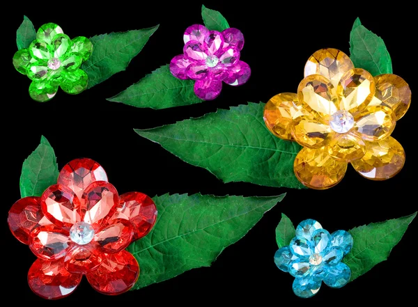 Six gems isolated on a black background