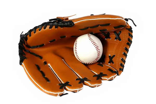 baseball glove and ball. Stock Photo: Brown aseball