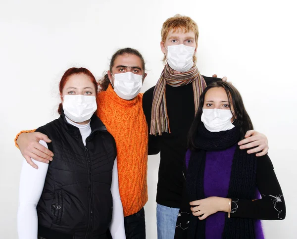 In masks, ill flu, A(H1N1)