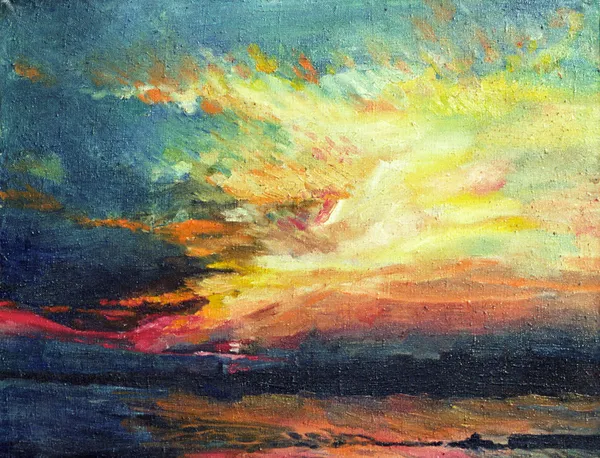 Painting, sunset on the Dnieper