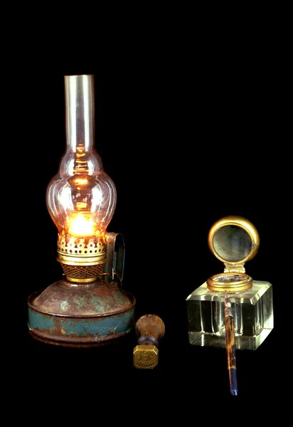 Oil lamp and inkstand