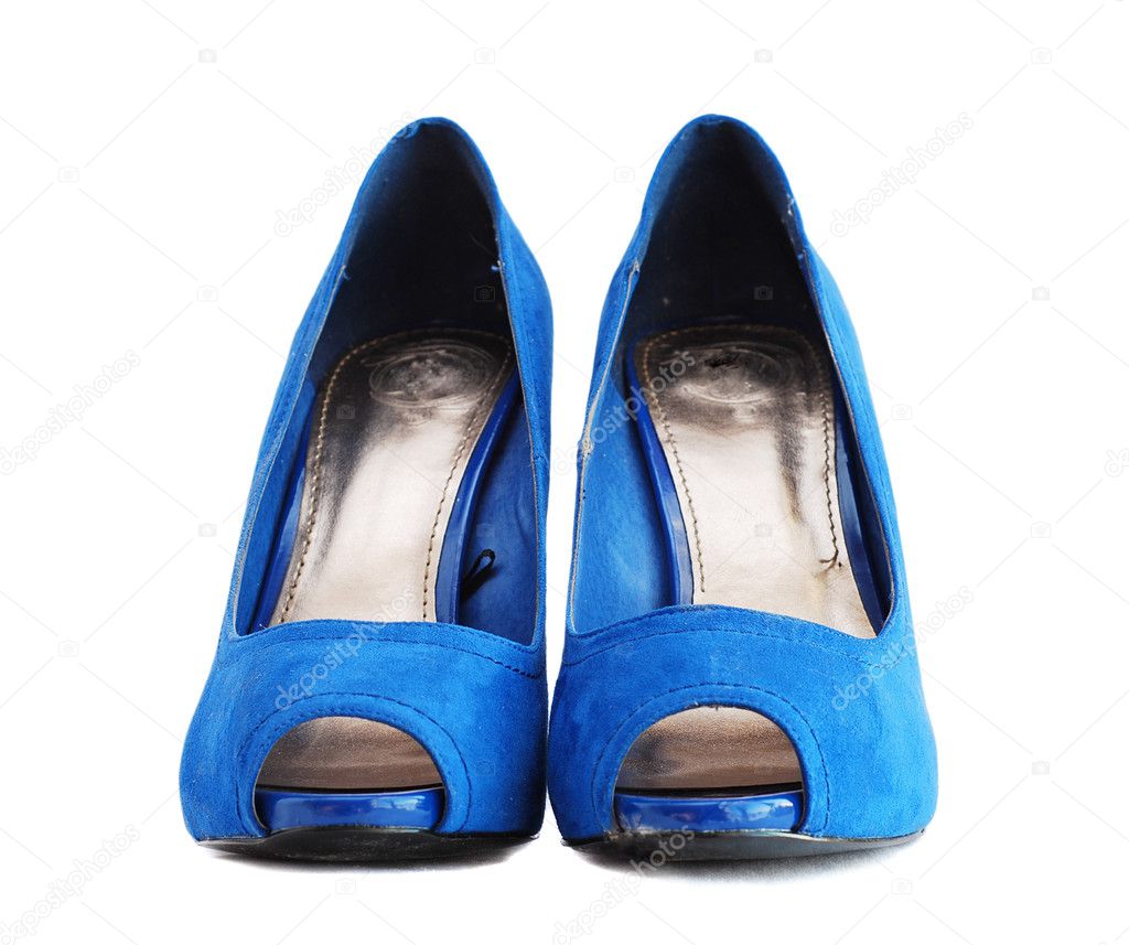 Lady blue shoes isolated on