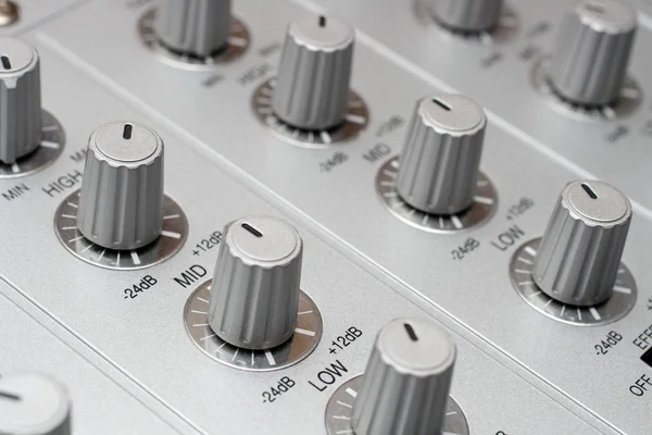 Controls of dj music mixer