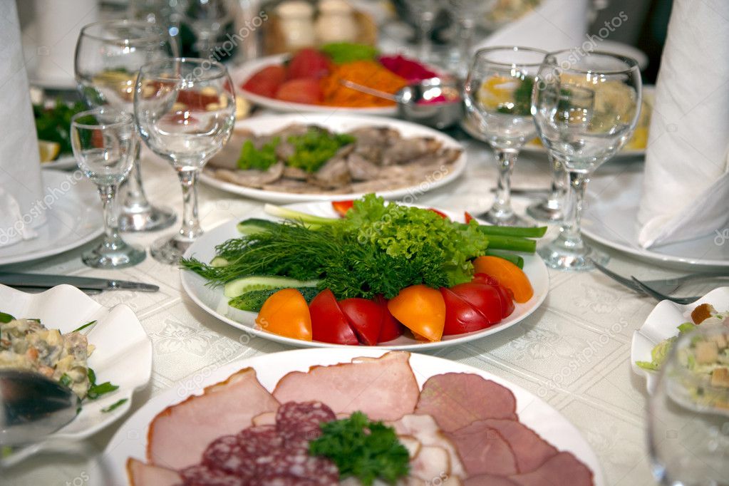 Food at banquet tablewedding