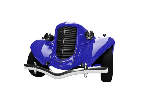 Solated vintage blue car front view