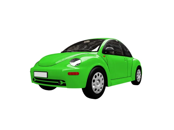 Isolated green beetle car front view