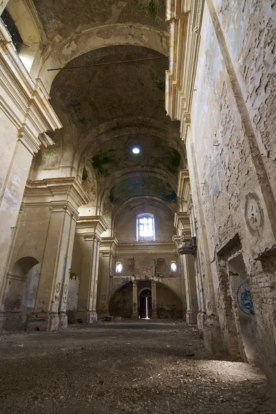 Indoor shot of a church in ruins