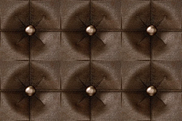 Seamless buttoned brown leather pattern.