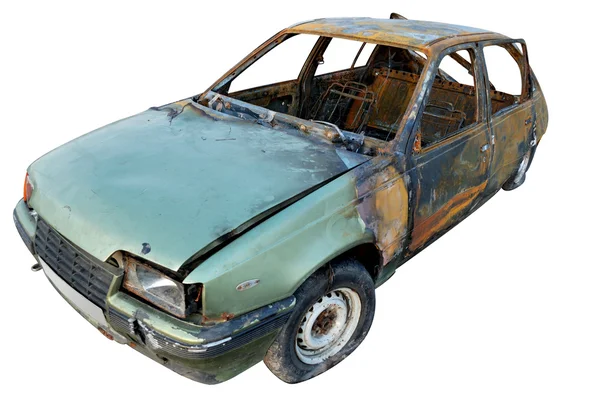 Burnt car. isolated with cliping path
