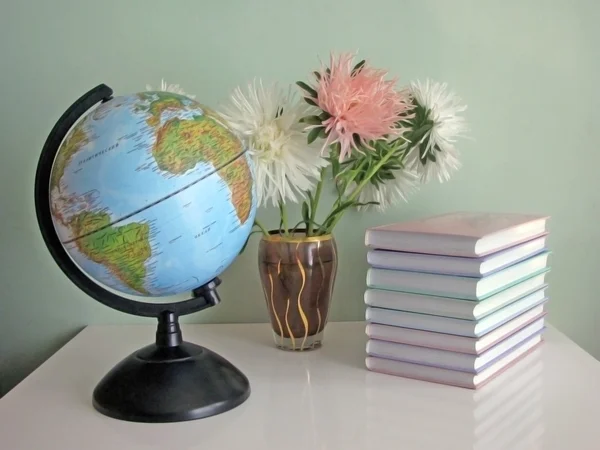 Globe, flowers and books — Stock Photo #1137104