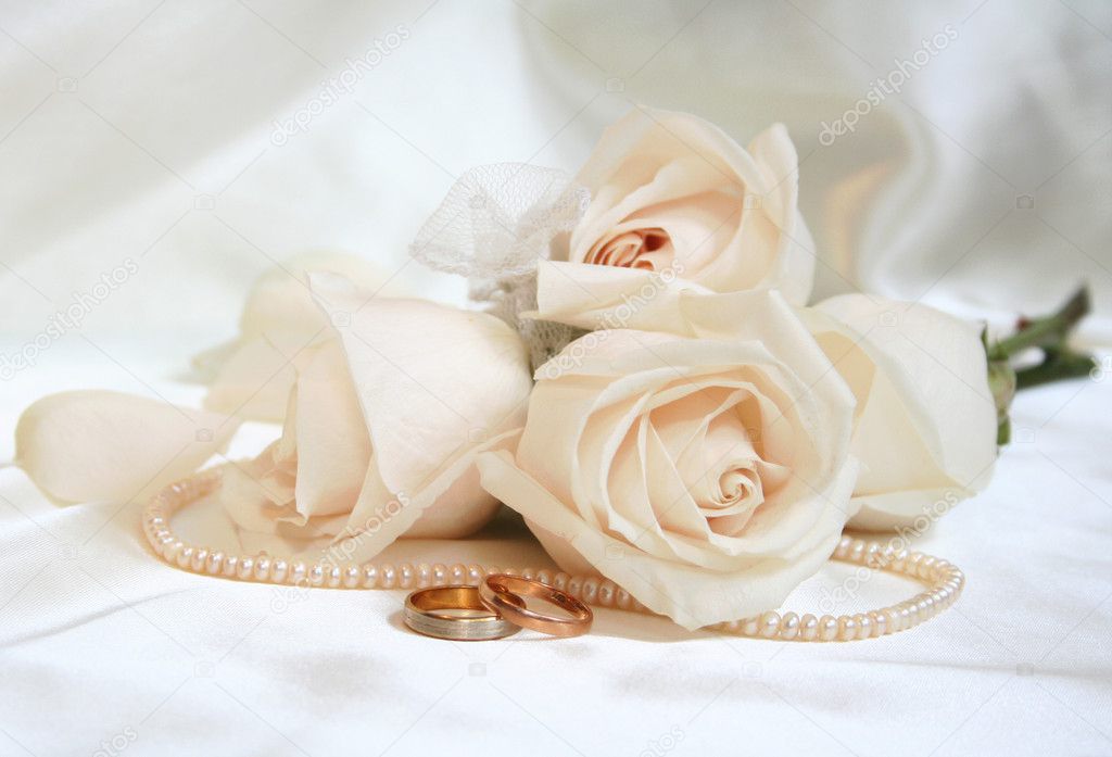 Wedding rings and roses can use as background