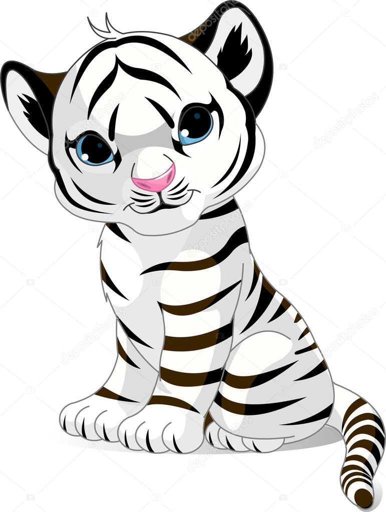 Cute white tiger cub — Stock Vector © Dazdraperma #1815340