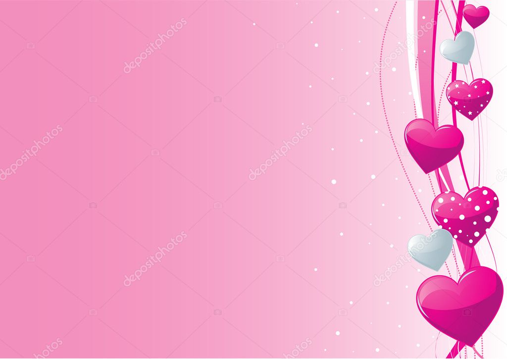 Pink and silver hearts on a