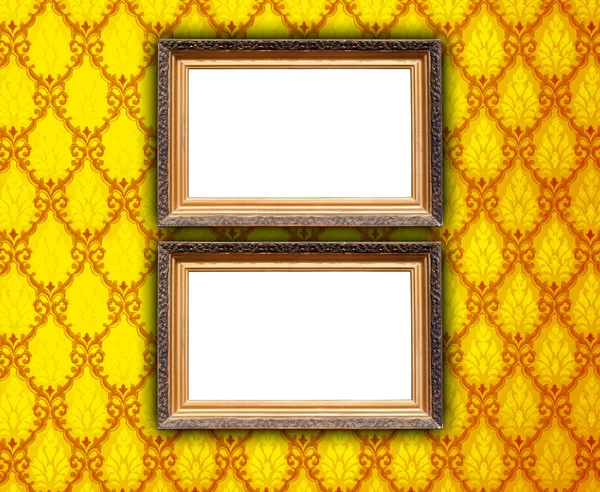 Two Blank Frames on Vintage Wallpaper
